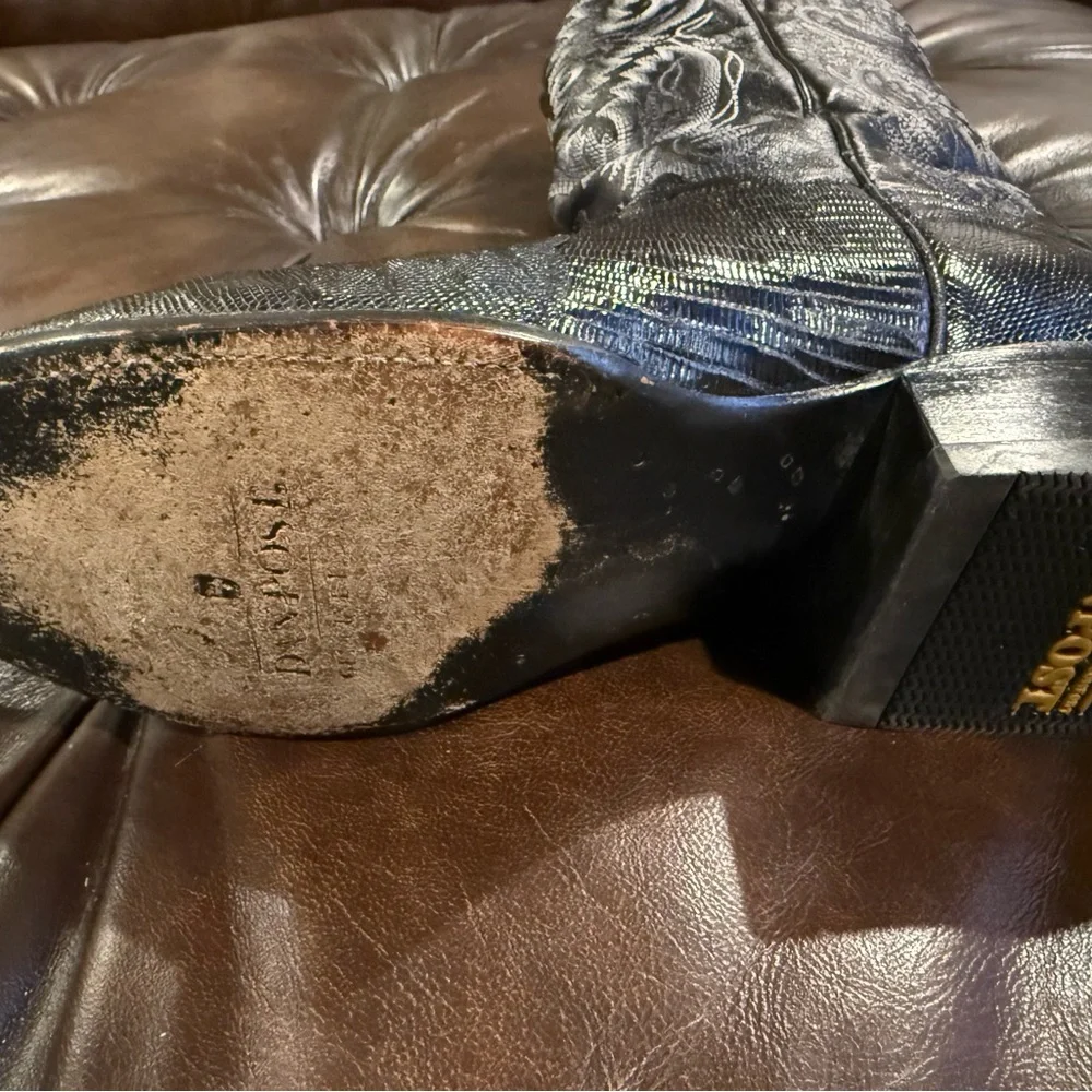 Dan Post 10.5D Black Lizard Cowboy Boots - Picture 7 of 12